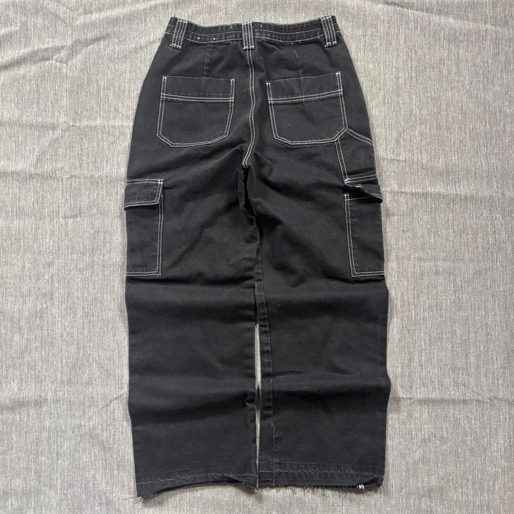 Ardene baggy black cargo pants with white stitching - 7 - Picture 3 of 7